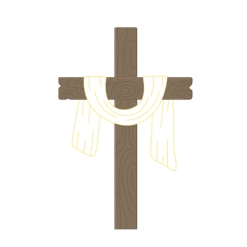 Crucifix, wooden cross and shroud. Religious symbols of Good Friday and Easter. illustration vector