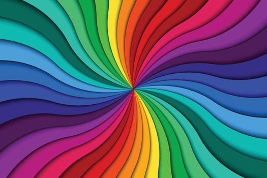 Color spiral background, bright colorful swirling radial pattern, abstract illustration vector