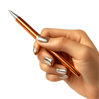 Hand Holding Golden Pen png