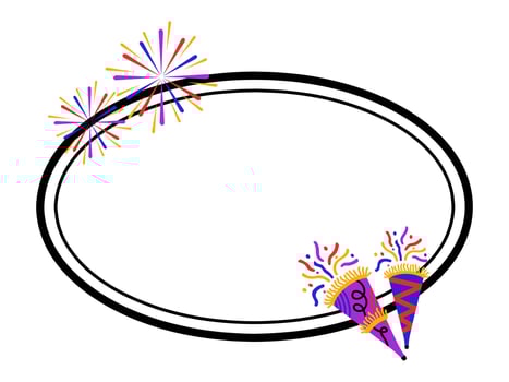 Eve New Year Fireworks Trumpet Frame Background vector