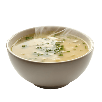 A bowl of soup with steam rising from it png