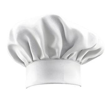 A white chef's hat with a white ribbon png