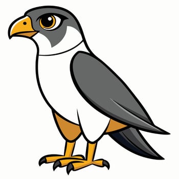 A cartoon bird with a yellow beak and black feet vector