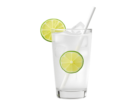 A glass of water with lime slices and ice png