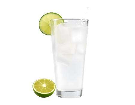 A glass of white drink with lime slices png