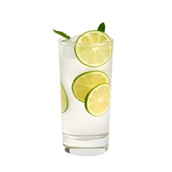 A glass of water with lime slices png
