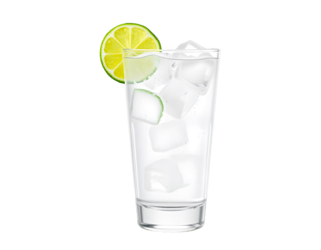 A glass of water with lime and ice png