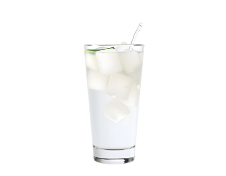 A tall glass with ice and a lime wedge png
