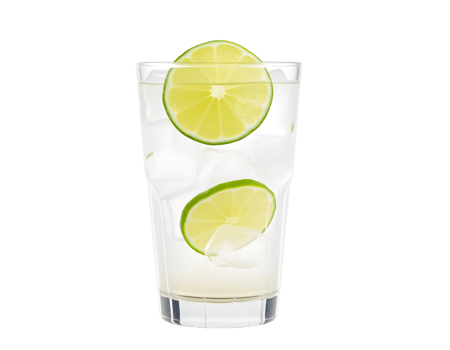 A glass of lime juice with ice and lime slices png