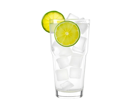 A glass of ice and lime on a black background png
