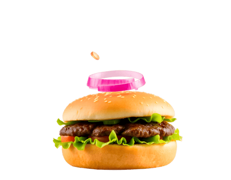 A hamburger with a pink ring on top png