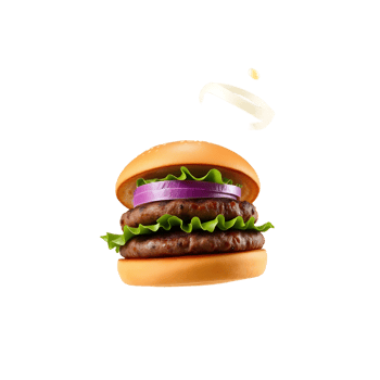 A hamburger is flying in the air png