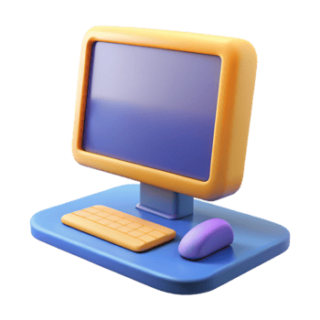 A computer monitor with a mouse and keyboard png