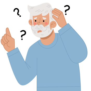 Illustration of a forgetful elderly man png