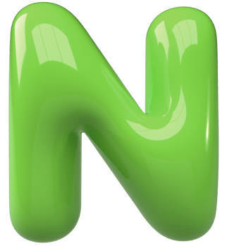 Green 3D Bubble Letter Alphabet N png