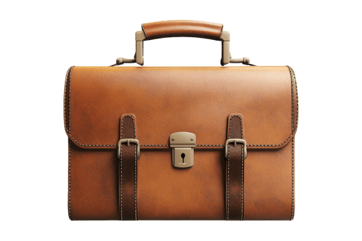 Stylish leather briefcase office product photography indoor close-up professionalism png