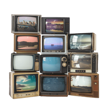 heap of old fashioned TVs transparent background png