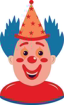 Happy Clown Mask with Blue Hair and Cone Hat vector