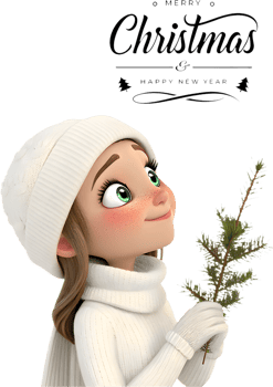 Celebrate festive joy with Merry Christmas beautiful girl clipart. . png