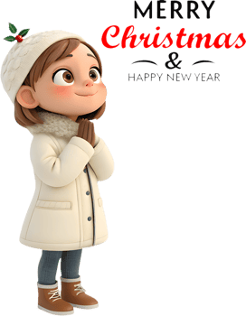 Merry Christmas and Happy New Year clipart featuring beauty. . png