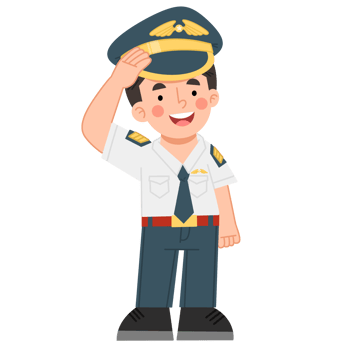 Illustration of a pilot character in uniform png