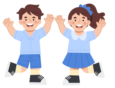 Illustration of a cheerful boy and girl png