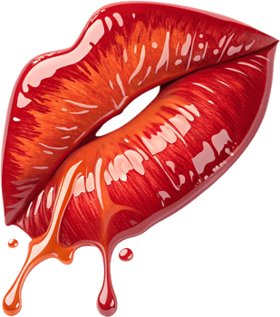 A colorful bleeding lip expresses deep romantic feelings. . png