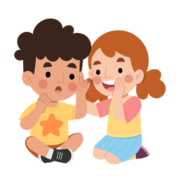 Illustration of whispering kids telling secrets png