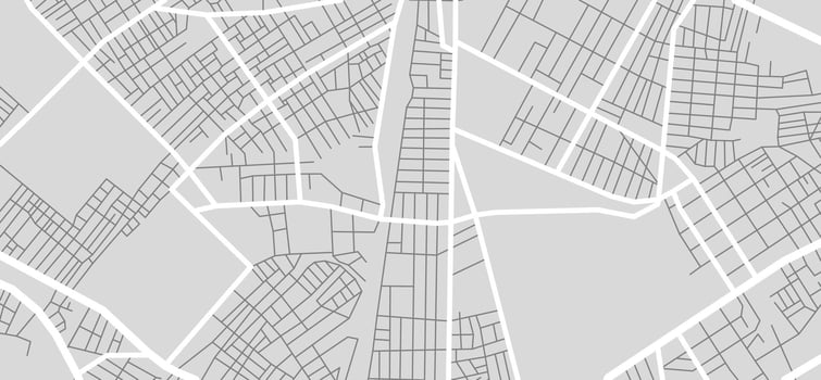City map. Downtown gps navigation plan, Abstract architectural transportation streets scheme. Drawing scheme town, white line road on gray background. Urban planning pattern texture vector
