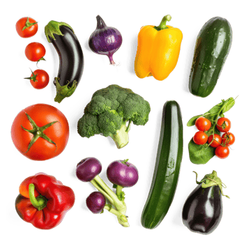 various vegetables and fruits on a transparency background png
