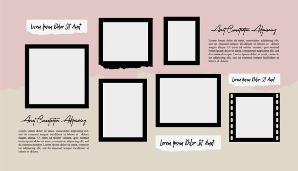 Moodboard picture photo collage design template vector