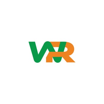 letters wr simple linked colorful overlapping logo vector