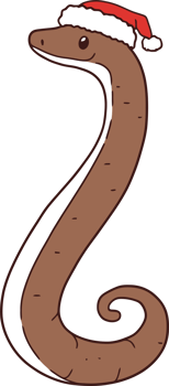Cute Cartoon Snake with Santa Hat - Festive Holiday Illustration for Christmas Designs png