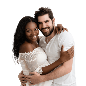 an attractive couple hugging and smiling png