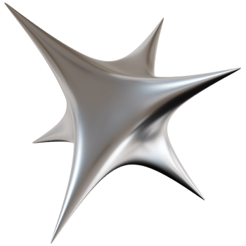 3D chrome star with sharp, futuristic design, on transparent background. Modern metallic element, cut out. Y2k style, 2000s. Sleek and edgy vibe. Monochrome, gray surface. 3D render. png