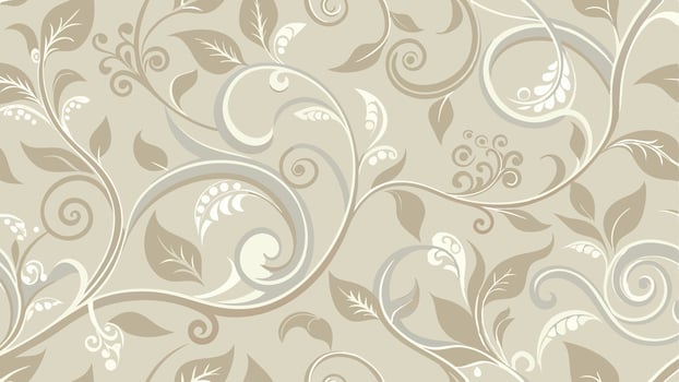 a beige and white floral wallpaper with swirls vector