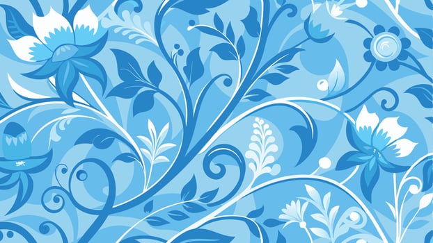 a blue and white floral pattern vector
