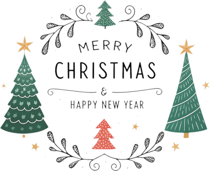 Merry Christmas and Happy New Year with festive Christmas tree. . png