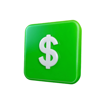 3D Dollar Sign Isolated on Transparent Background png