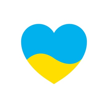 Heart icon with UA flag. Peace to Ukraine. Ukraine flag heart icon. No war in Ukraine icon. Isolated illustration. Peace symbol. design. EPS 10 vector