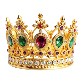A gold crown with colorful stones on it png