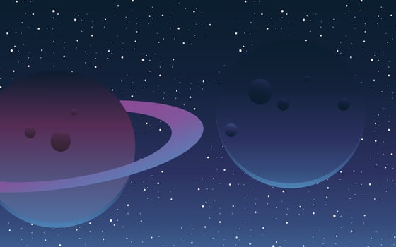 An illustration of two planets in space vector