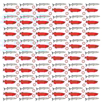 arowana, barracuda with fruit as a pattern background vector