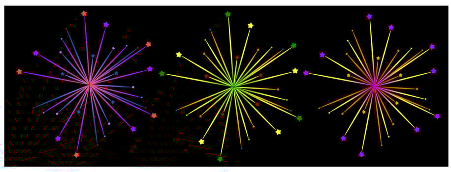 fireworks elements, party fireworks, set of firework, sunburst. vector