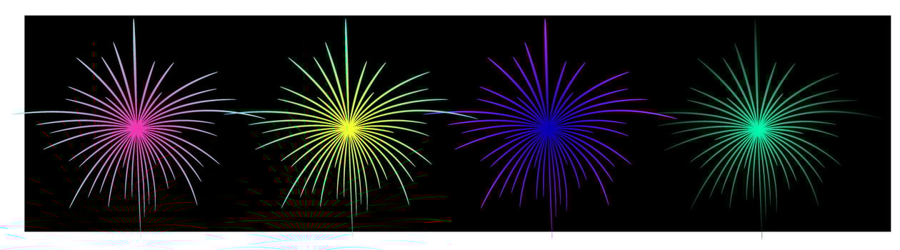 set of fireworks, firework at night sky, new year celebration vector
