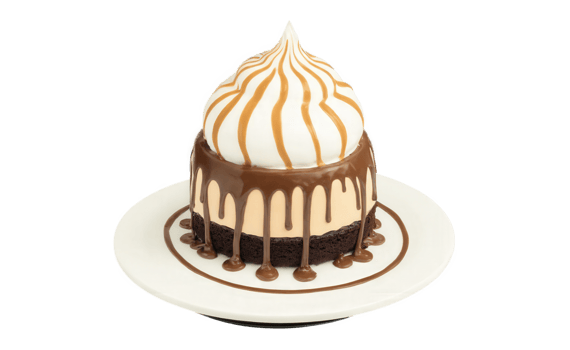 Mocha mousse baked Alaska, with a base of chocolate cake, a layer of mocha mousse, and topped with a toasted png