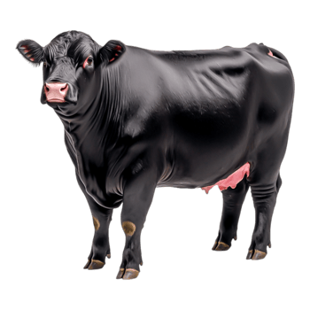 Realistic Black Cow Standing for Agriculture Use png