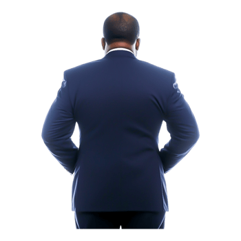 Man in Suit Facing Away with Professional Attitude and Confidence png