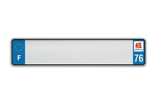 New Car number plate of France. Vehicle registration license of french region Normandy vector