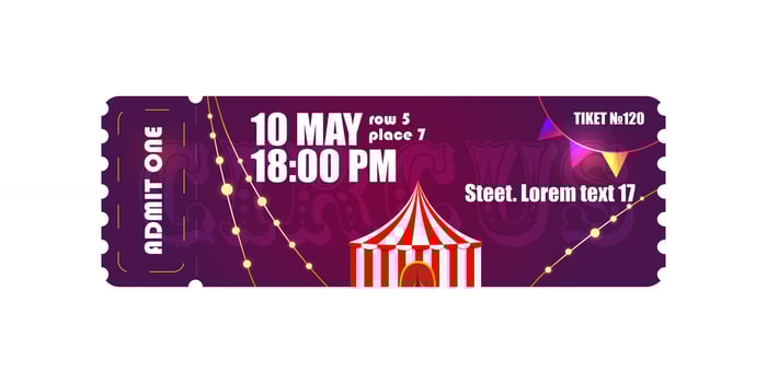 ticket to the circus on a purple background vector